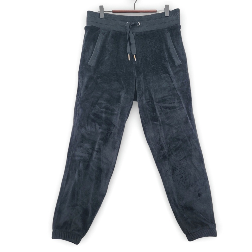 Athleta Double Cozy Karma‎ Jogger Small Black Plush Velour Lounge Athleisure